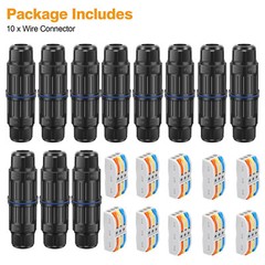 10PCS IP68 Junction Box Outdoor Waterproof 3 Pin Electrical Cable Connectors Kit