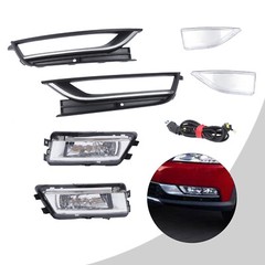 Pair Front Halogen Fog Lights Lamps with Bezels & TrimFor VW Passat 2012-2015 11