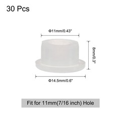 30pcs Hole Plugs Fit for 11mm7/16 Inch Hole Round Snap Plug for Home White