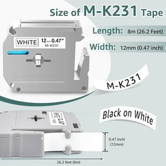 40PK M-K231 For Brother P-Touch 12mm Label Tape White 1/2″ PT-55 PT-85 PT-70 90