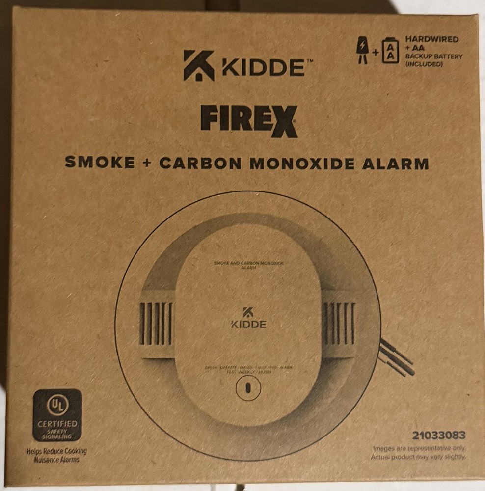 Kidde FireX CUACFEX Smoke + Carbon Monoxide Alarm – HardWired + AA (21033083)