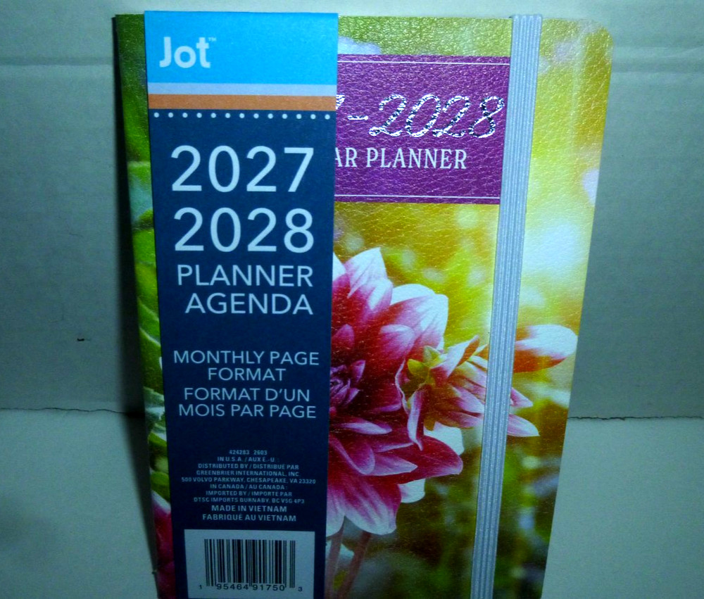 Jot 2027-2028 Dahlias Monthly Format Pocket Planner-4.25″ x 6.25″-Brand New!!