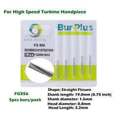 Dental Straight Fissure Carbide Burs FG Drill Bit FG 555 556 557 557L High Speed