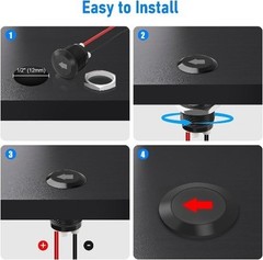 12V LED Indicator Light Panel Mount Indicator Light 1/2 Inch Cutout Color: Red