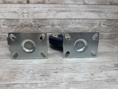 HUBERT Caster Blue Polyurethane Top Plate 2 Swivel &2 Fixed 5″ Wheel 50880 Set-4