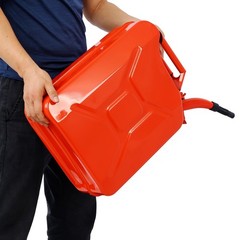 Portable 20L 5Gal Steel Jerry Can Set, Flexible Spout, Red, 4pcs