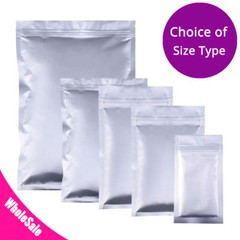 Different Sizes Flat Premium Heavy-Duty Aluminum Silver Zip Lock Pouch Bag M