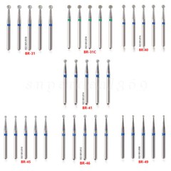 50Pcs Dental Diamond Ball Round Burs Medium FG 1.6mm for High Speed Handpiece