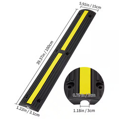 4PCS Floor Cable Protector Ramp 3.28 Ft. 1 Channel Rubber Speed Bump 18000Lbs. L