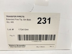 400/Pk SAMCO 1.7mL PE Graduated Disposable Transfer Pipets Non-Sterile Extended
