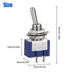 1 Pack black Cap Mini toggle switch on/off MTS-101 2pin dc 6a 12v 6mm B12 STAMP