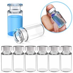 100pcs Lab 10ml Clear Vials+Caps 20mm Glass Bottles HPLC Beveled Edge Crimp Top