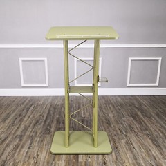 Light Green Hue Gold Color Curved Podium Church Podium Truss Metal Wood Pulpit