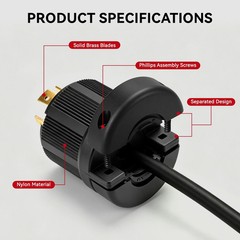 L14-20P Twist Lock Male Plug – 20 Amp 125/250V NEMA Generator Connector – Black