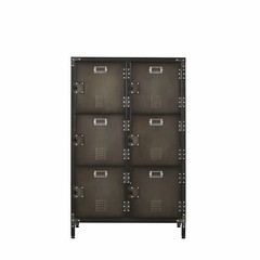 Vintage Metal Storage Cabinet 47.3H Industrial Steel Locker Cabinet with 6 Doors
