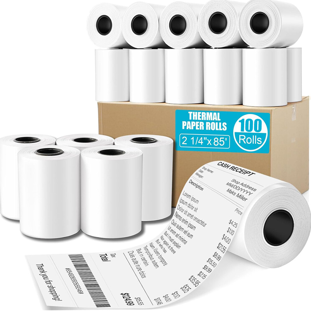 100 Roll 2 1/4″ x 85′ Thermal Paper Cash Register Credit Card POS Receipt Paper