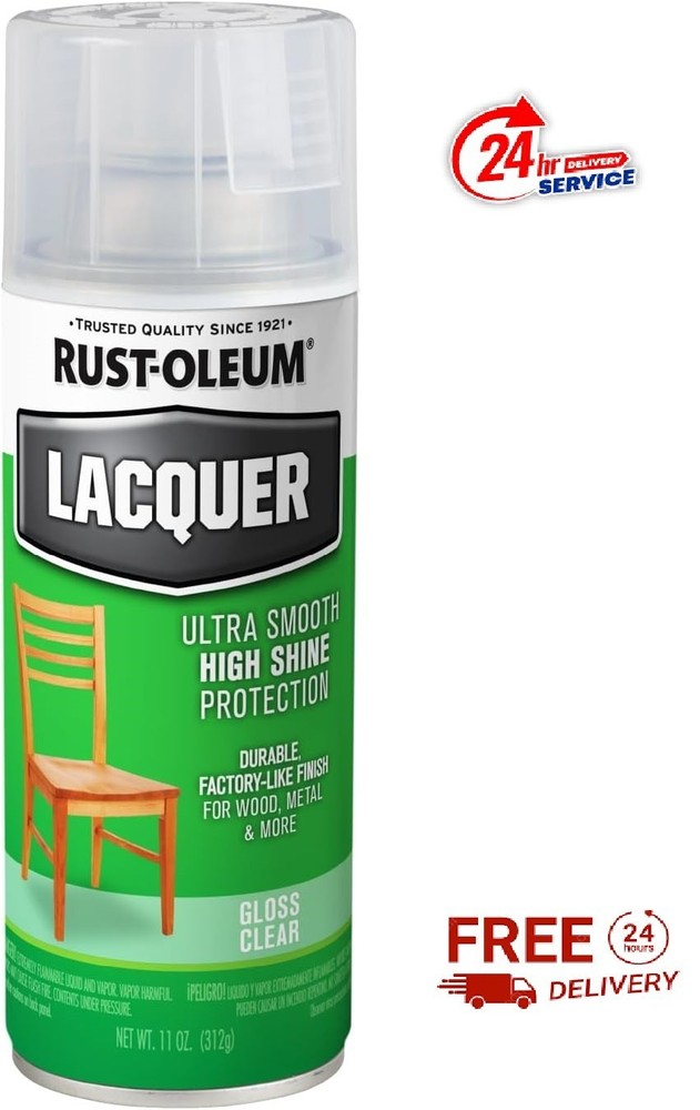 Rust-Oleum 1906830 Lacquer Spray Paint, 11 oz, Gloss Clear 11 Ounce,