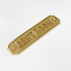Brass “Restroom” Door Sign 5-1/4″ x 1-1/4″ – Brass Bathroom Door Sign