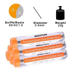 AUSTOR 6 Pack 60-40 Rosin Core Solder, Solder Wire Tin Lead Electrical Soldering