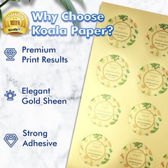 Koala Round Label 2 In Gold Foil Sticker Paper 240-720 Printable Circle Labels