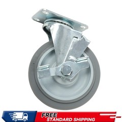 4 Pieces Load Capacity 1400 Pounds Heavy Duty Casters 5″ Side Brakes Rubber Gray