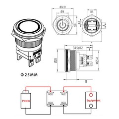 16/19/22/25mm LED Push Button Switch Momentary Latching On/Off Waterproof Metal