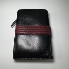 Lauren Ralph Lauren Wallet Black Leather LRL Clutch Compact Card Holder Red VTG