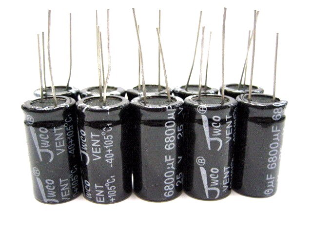 6800uF 25V (10x) Electrolytic Capacitors 25V 6800uF Volume 16x30mm