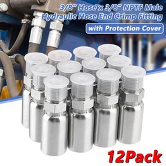 Racewill 12 Pack 3/8″ Hydraulic Hose Fittings, 3/8″ I.D. Hose x 3/8″ NPTF Male
