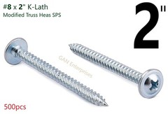 Modified Truss Head Self piercing Screws # 8 x 2 K-Lath ZINC (500)