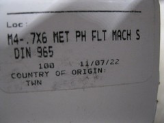 100, M4 .7×6 SS Phillips Flat Head Countersunk Machine Screws DIN 965