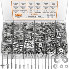 1000PCS Aluminum Pop Rivets Assortment Kit, 14 Sizes Pop Rivets (3/32″ 1/8″ 5/32