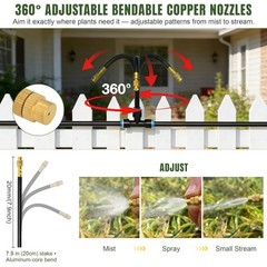 100FT Drip Irrigation System Kit Dual-Zone Garden Atomizing Watering System w…