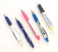 20ct Lot Misprint Click Pen & Highlighter 2 In 1 Combo Pack: Pink/Blue/Yellow