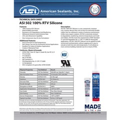 ASI 502 Black Food Grade 100% RTV Silicone Sealant – 2.8 Oz Squeeze Tube