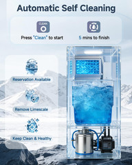 100lbs/24H Commercial Undercounter Ice Maker w/WaterFilter, Self-Cleaning &Timer
