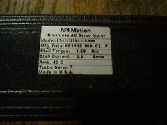 API Motion BT-0233EFB-C8CN-NNN AC servo motor – 60 day warranty