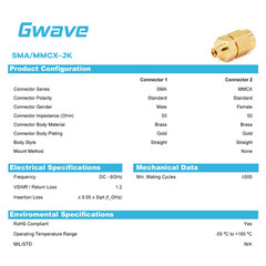 SMA Male to MMCX Female Adapter, DC – 6GHz