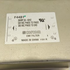 Corcom F4481 EMI Filter 36A 50/60Hz 520V Phase to Phase 300V Phase to Ground