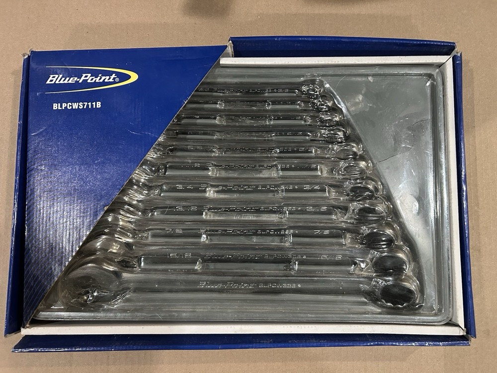 NOS. Blue Point 11Pc (3/8”-1”) Combination 12 Point Wrench Set BLPCWS711B