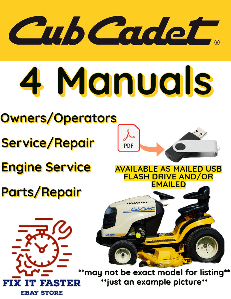 CUB CADET SLT1554 LAWNMOWER TRACTOR MANUAL OWNER SERVICE ENGINE REPAIR PDF USB
