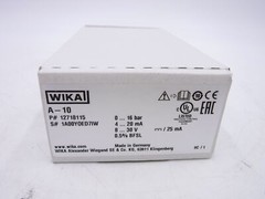 Wika Instruments 12718115 Pressure Sensor A-10, 16 Bar, 4-20 mA, 8-30V, 0.5BFSL