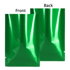 Many Sizes for Glossy Green Flat Foil Mylar Heat-Sealable Open Top Pouch Bag G07