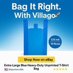 Bags Extra Large 18 x7x 32 .75 Mil Blue Heavy Duty T-Shirt Plastic Grocery Bags