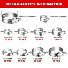 101/130pcs Adjustable Hose Clamps Worm Gear Stainless Steel Clamp Assortment set