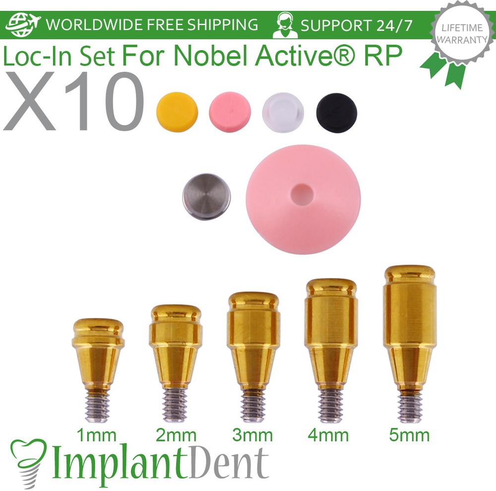 10x Dental Straight Loc-In Attachment Premium Kit Regular Platform Hex 2.65mm