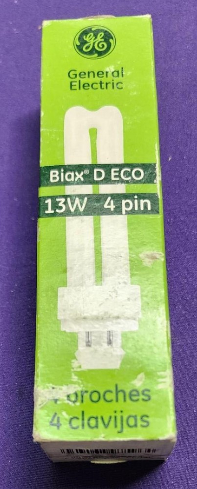 GE Biax D ECO 13W 4 Pin CFL 97596 F13DBX/835/ECO4P G24q-1 Base Light Bulb – NOS