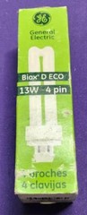GE Biax D ECO 13W 4 Pin CFL 97596 F13DBX/835/ECO4P G24q-1 Base Light Bulb – NOS