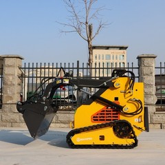 New 24HP Mini Skid Steer Loader 4-in-1 Bucket 3-Stage Pump Hydraulic System
