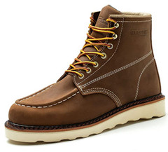 Work Boot Men’s 6″ Soft Toe Wedge Boots for Construction Lightweight leather